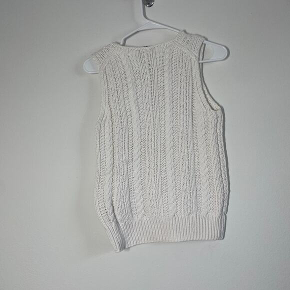 Ann Taylor Sweater Vest Women US M Cream Knit Academia Casual Stretch Minimal - Picture 2 of 8